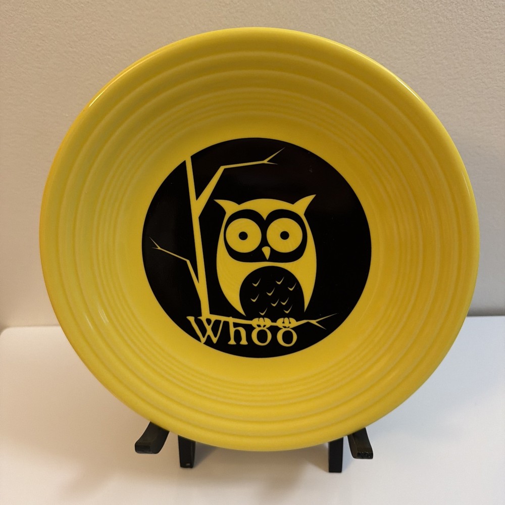 FIESTAWARE ￼ Halloween 9” plate in Sunflower “Whoo Owl”