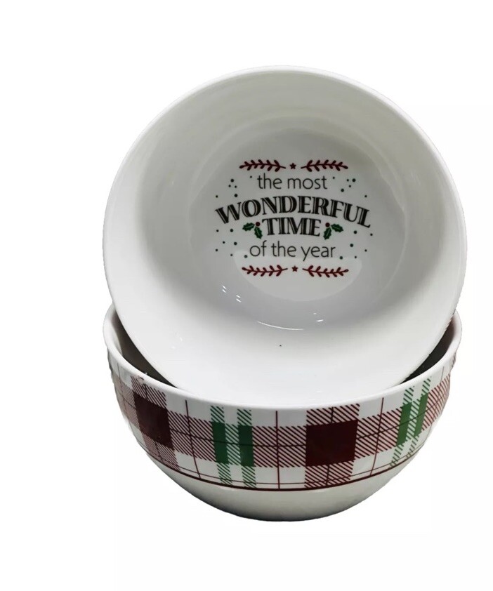 ROYAL NORFOLK Christmas Ceramic Most Wonderful Time CEREAL/SERVING BOWLS(2)