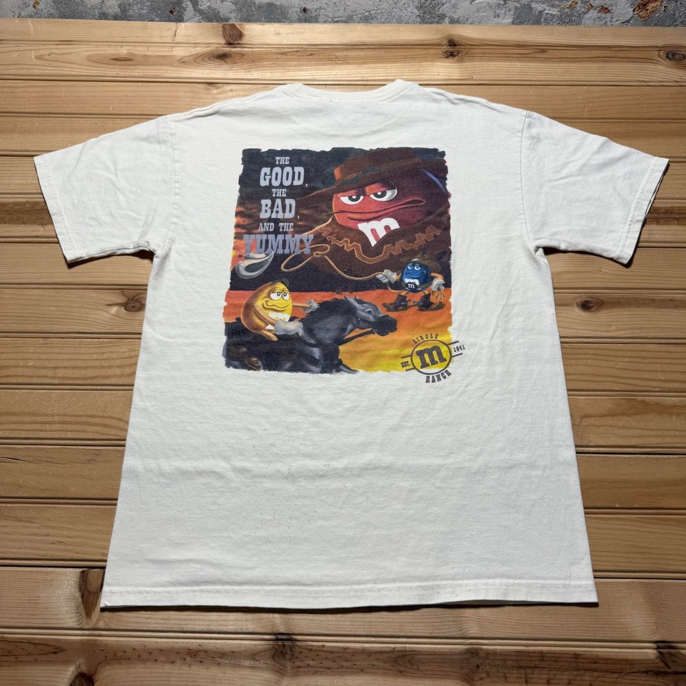 Vintage Y2K M&Ms World Circle Ranch Western Cowboy Graphic T-Shirt - Size Medium