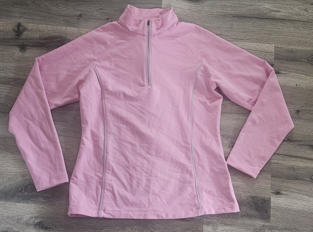 Kate Lord Women's Pink Quarter  Zip Long Sleeve Performance Pull Over Size Large