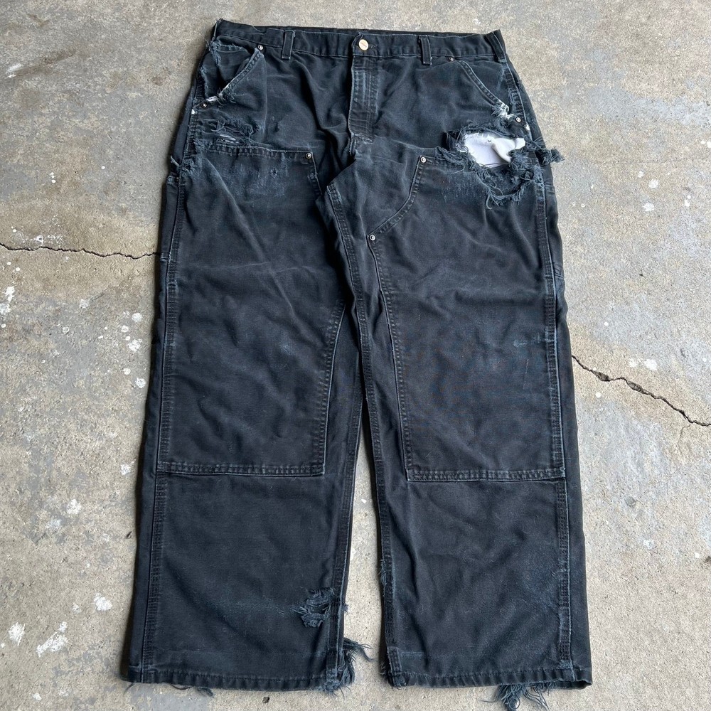 Vintage Carhartt distressed black double knee carpenter work pants
