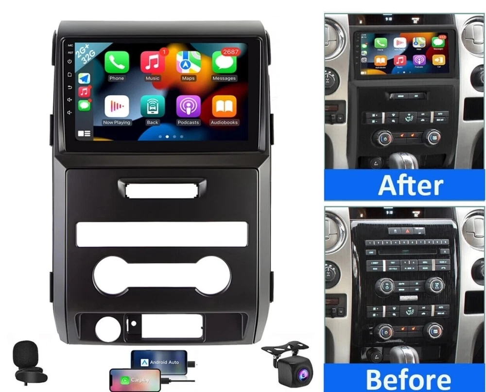 For Ford F150 2009-2014 Carplay Radio FM Stereo Nav WiFi Backup Camera 2+64G
