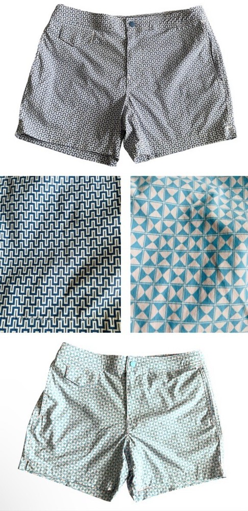 J.Crew Trademark Re-Imagined Stretch Swim Trunk Shorts Geo Multi Print Set of 2
