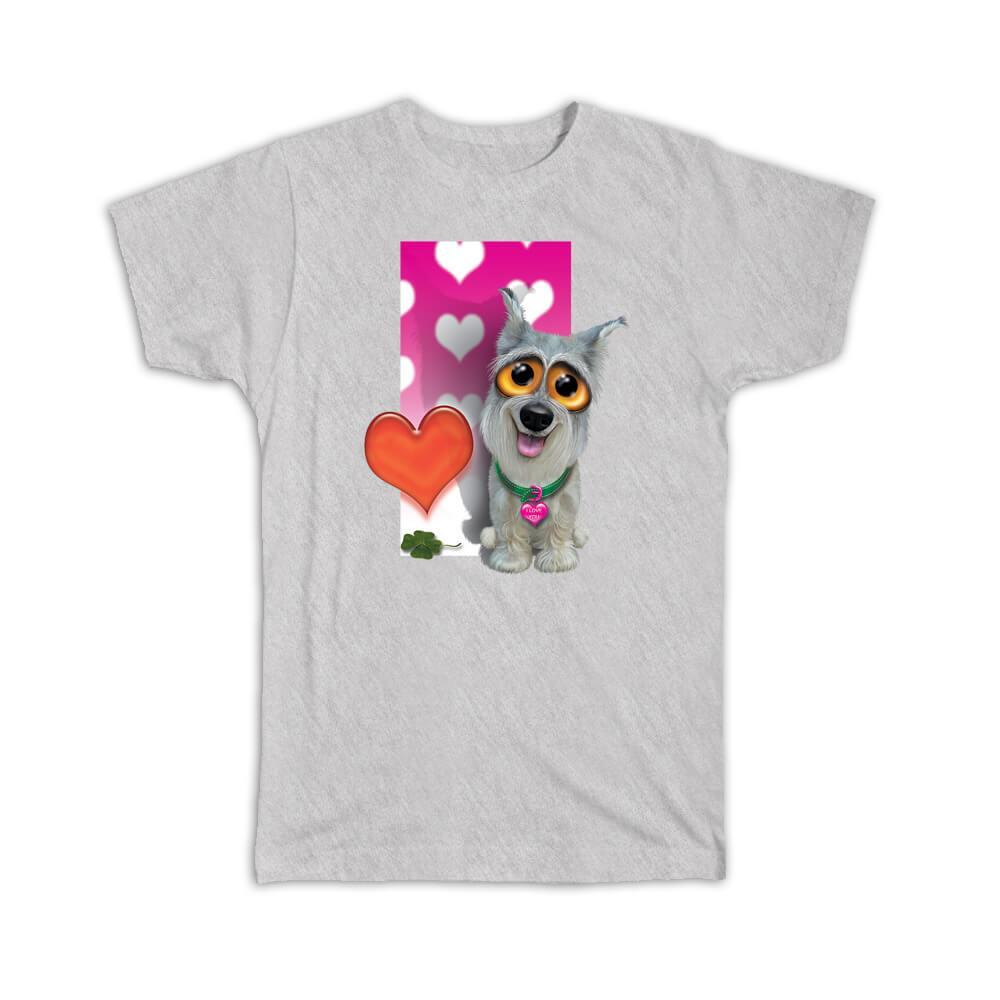 Gift T-Shirt : Cute Dog Big Eyes Pet Hearts Valentine Animal Puppy Love You