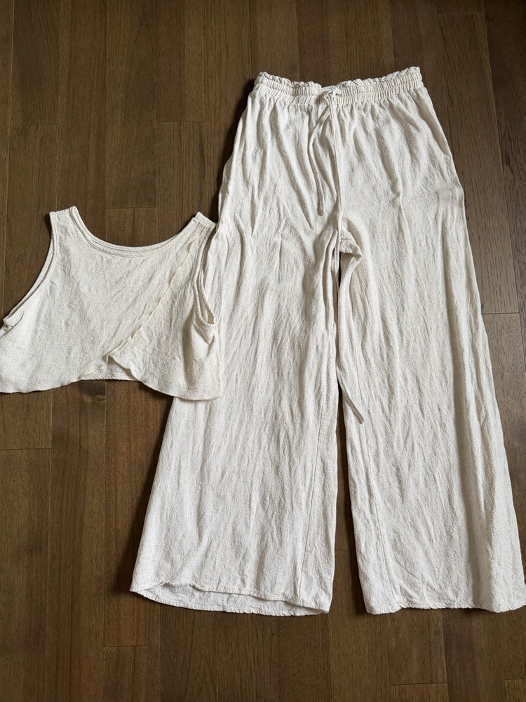 Fashion Nova Cotton Pant Set Size M - Check Measurements