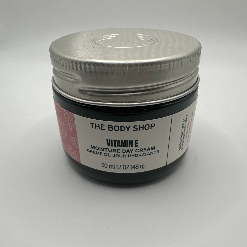 The Body Shop Vitamin E Moisture Day Cream 1.7 oz.  Enriched W/ Hyaluronic Acid