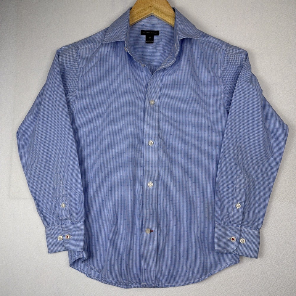 Tommy Hilfiger Boys Blue Button Down Shirt Size 10 Dress Shirt