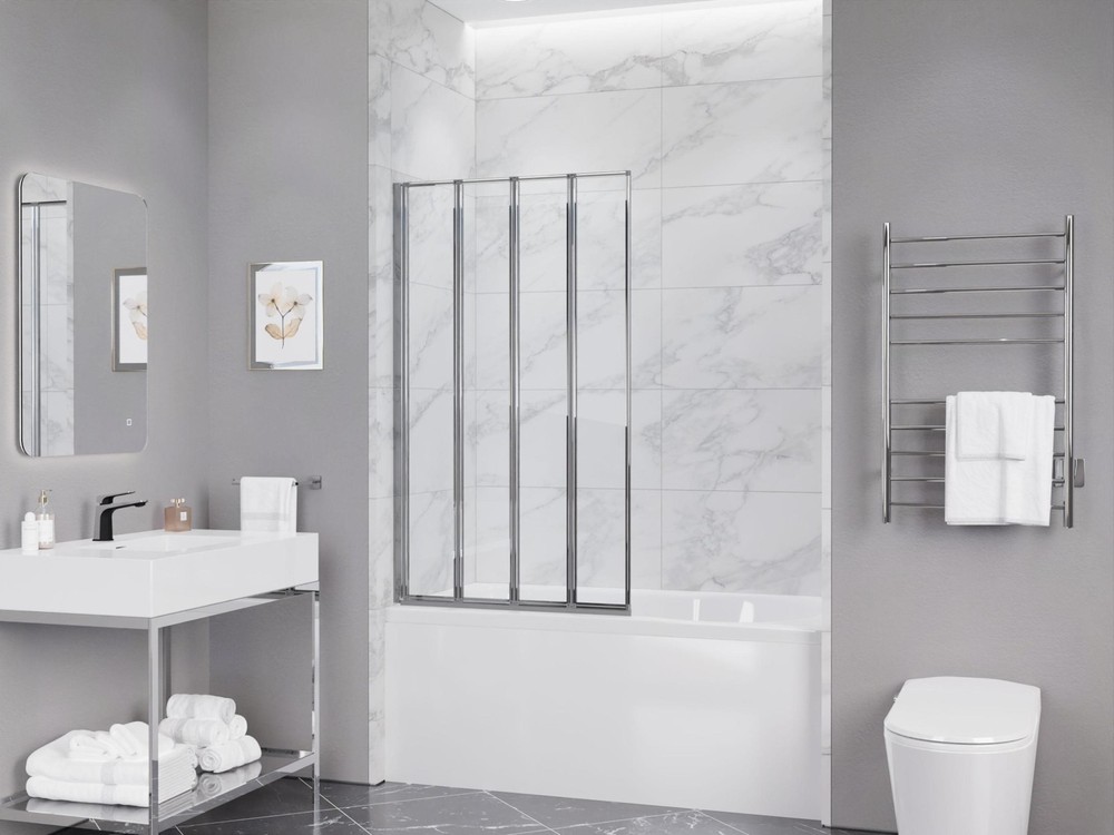 Anzzi 55x31.5 Inch Chrome Accordion Hinged Shower Door Frame SD-AZ16-01