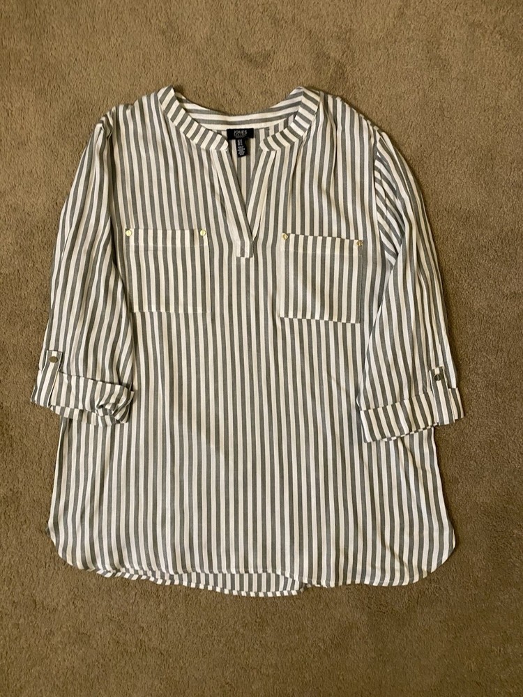 Jones New York Light Green Stripes Tunic Shirt Dress Women’s Size XL