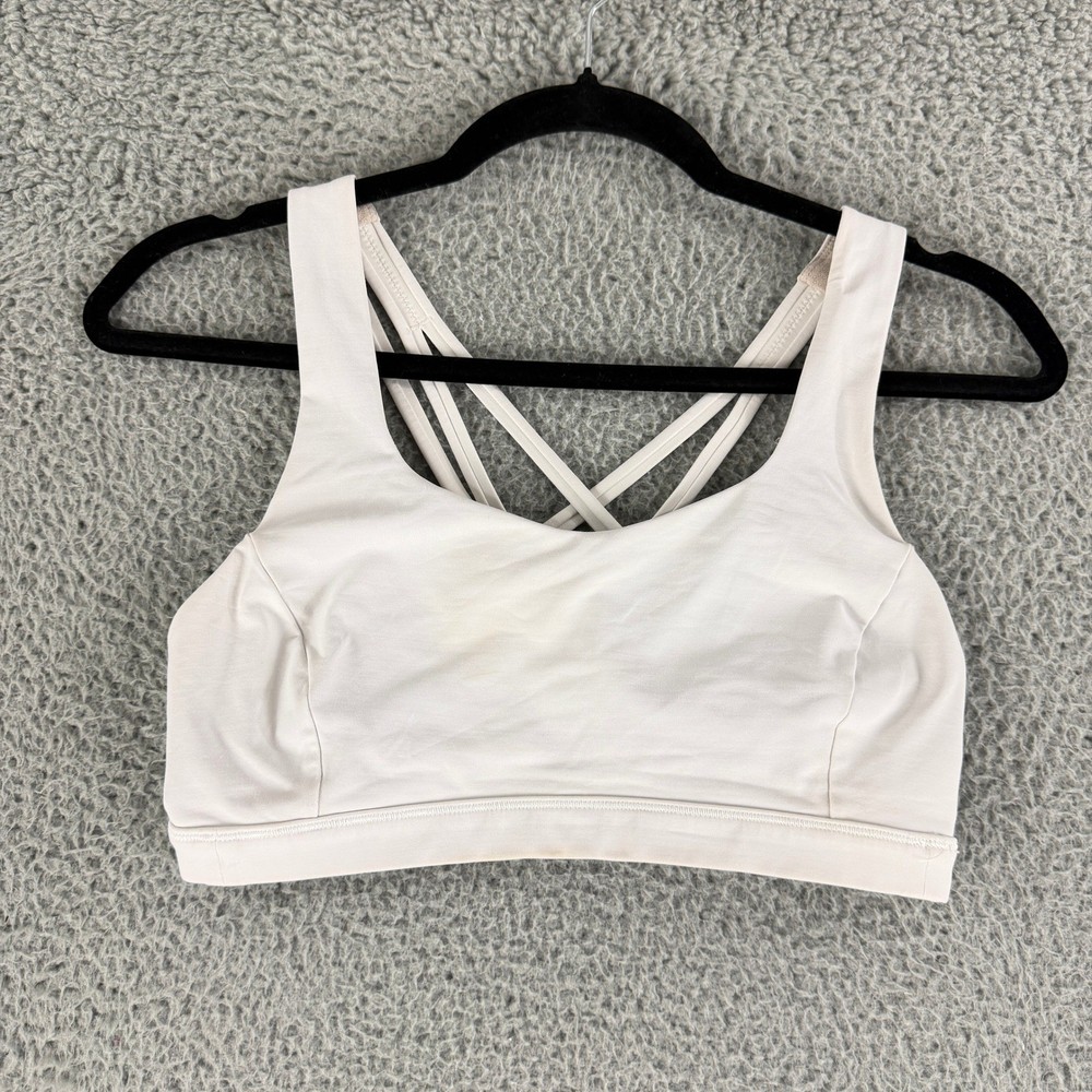 Lululemon Free To Be Wild Sports Bra Womens 6 White Strappy Back Yoga Light Cup