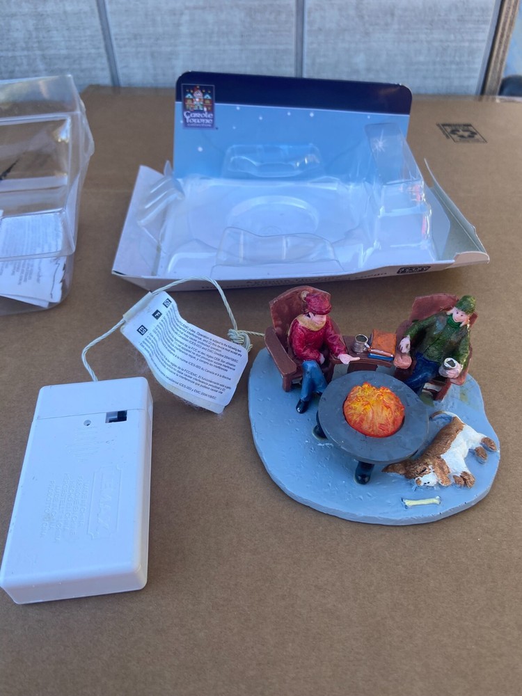 Lemax Around The Fire Lighted Christmas Table Accent Decor-image