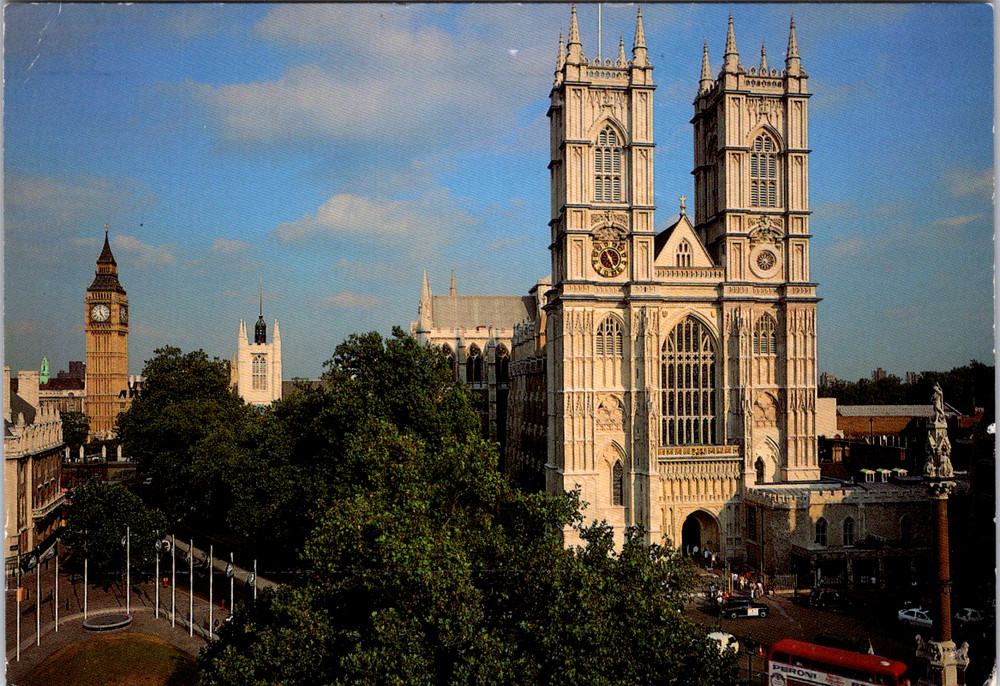 Vintage Postcard London England Westminster Abbey And Big Ben View