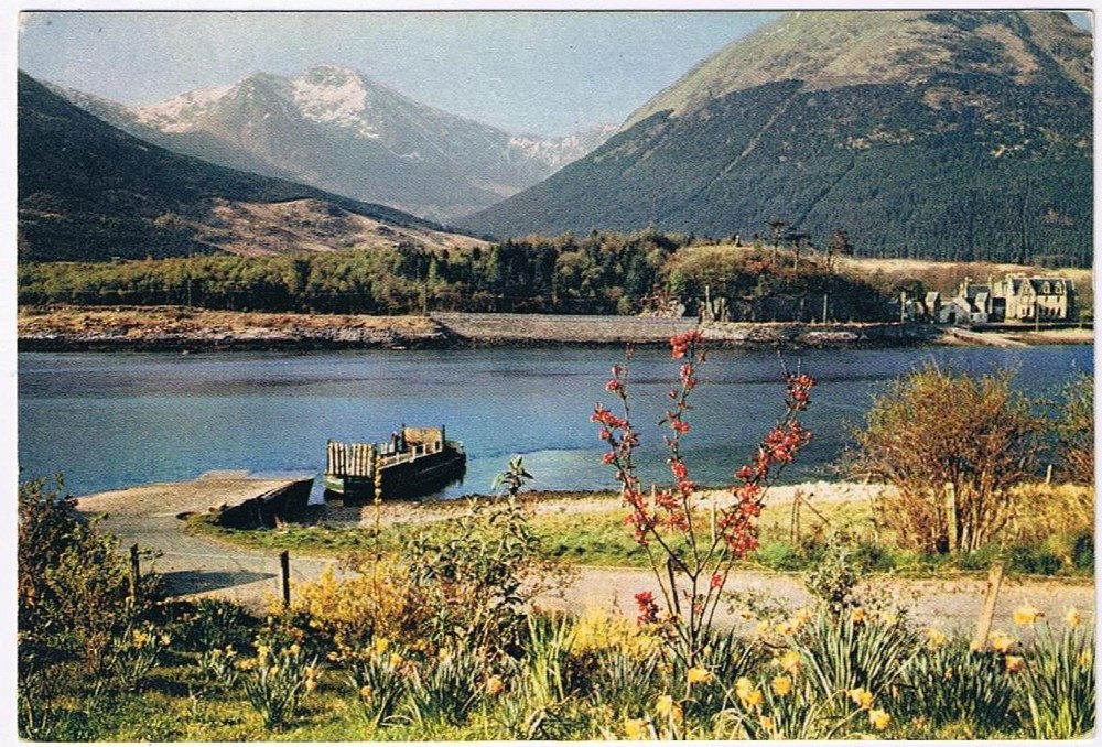 United Kingdom UK Scotland Postcard RPPC Ballachulish Ferry Sgurr Dhonuill