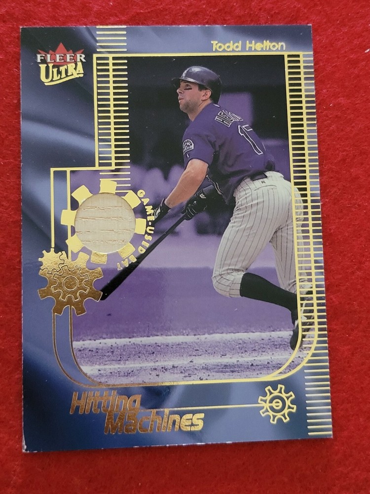 2001 Fleer Todd Helton Hitting Machine Game Used Bat Colorado Rockies Card