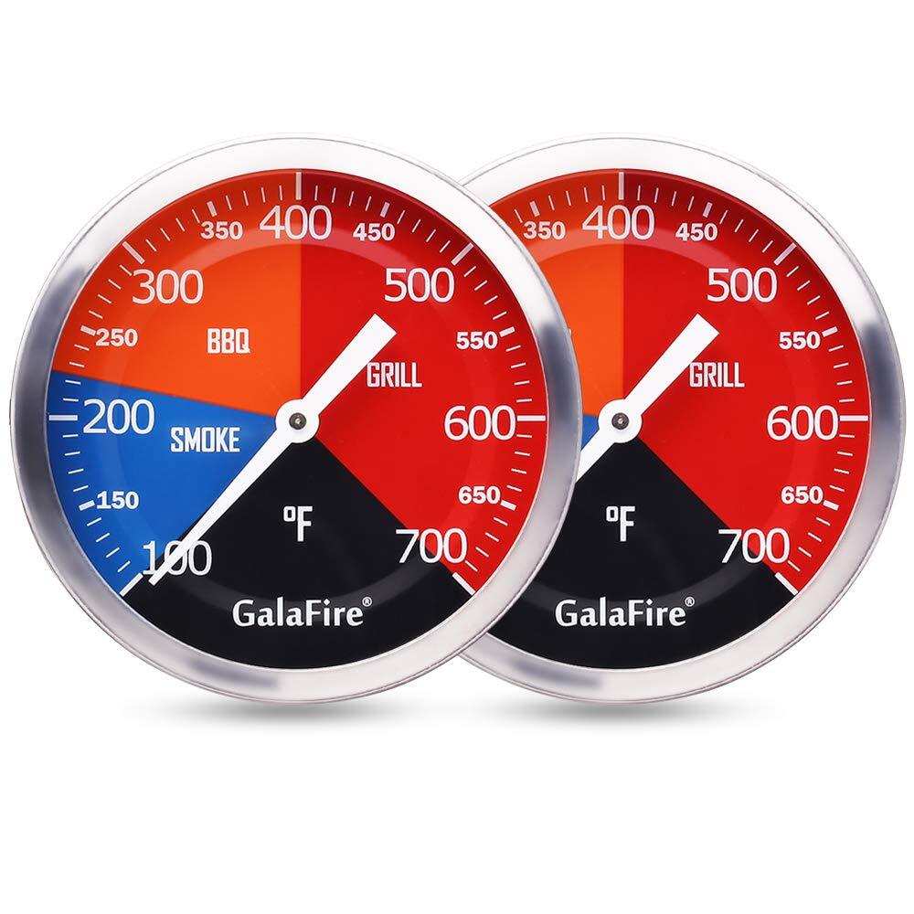 BBQ Thermometer Gauge for Charcoal Grill Pit, 2 Pack 3 3/16 inch Large Dial S...