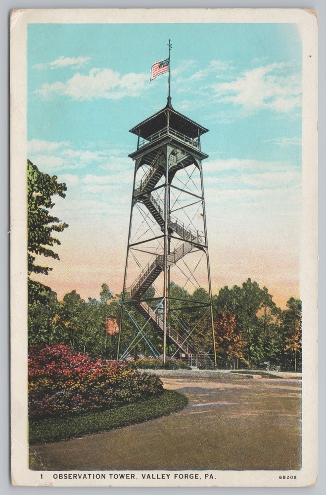 State View~Observation Tower Valley Forge Pennsylvania~Vintage Postcard