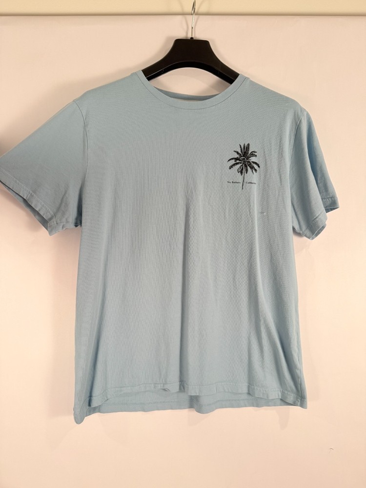 Santa Barbara California T-Shirt Men's Blue Graphic Print Short Sleeve Beach XL