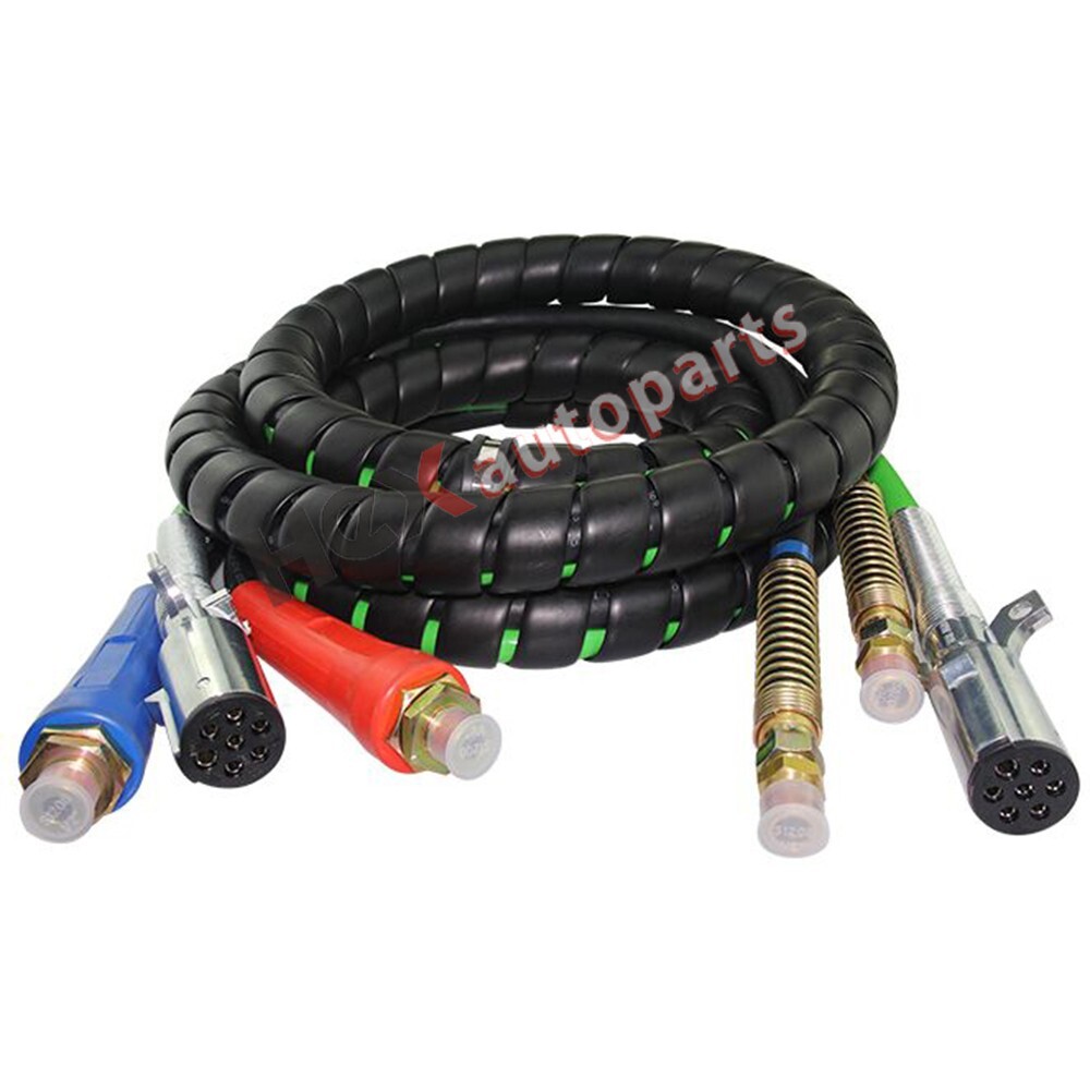15ft 3-in-1 ABS Air Line Hose Wrap with 7-Way Electrical Cable for Semi Truck Trailer-image