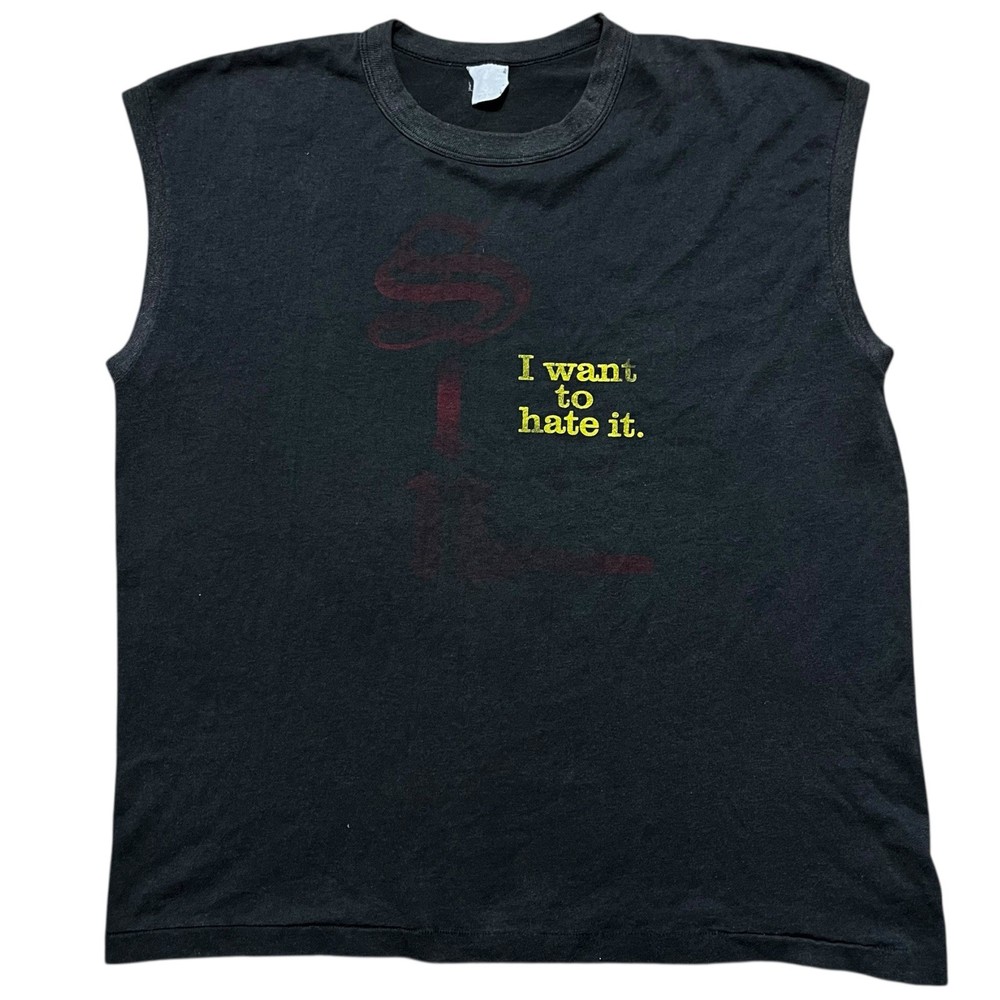 1980s “SIN I Want To Hate It” Vintage Band Rock Sleeveless T-Shirt Black Size Xl