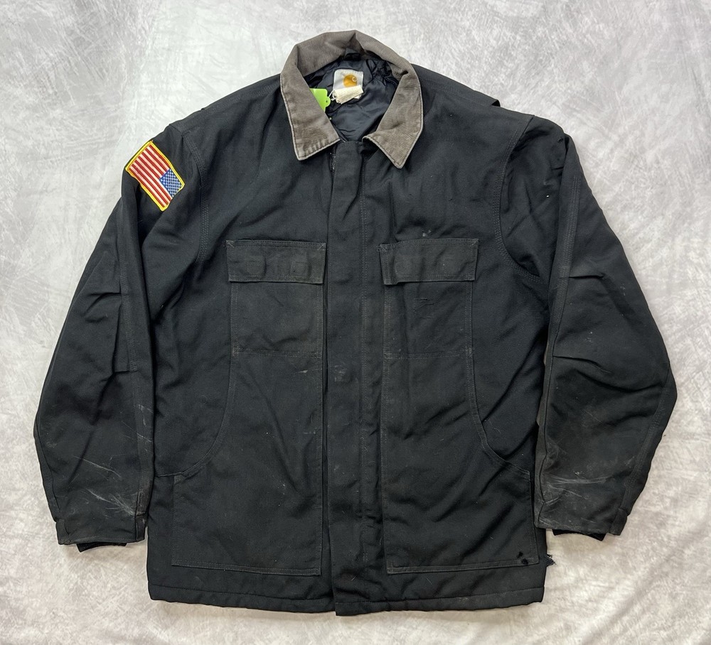 Vintage C55 BLK Carhartt Barn Chore Jacket Size Medium Quilt Lined Black