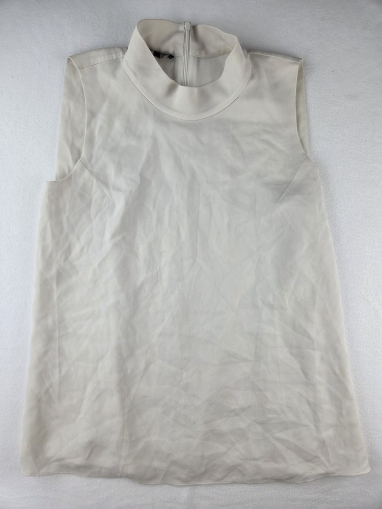 Lafayette 148 New York  Sleeveless Mockneck Top Creme Size Small Luxury