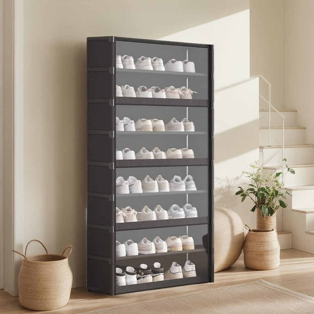 9 Layers Shoe Rack Shoes Standing Cabinet Storage with Dustproof Flip Door 55