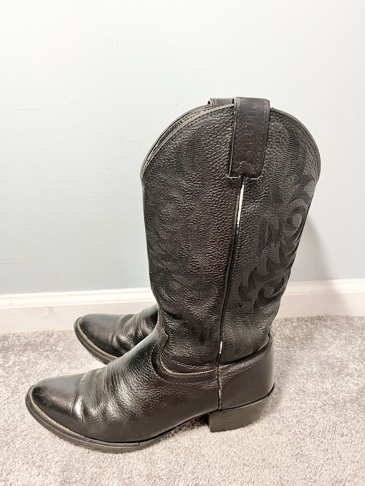 Vintage Men’s Justin Boots Western black Leather cowboy boots 9D Style: 2553