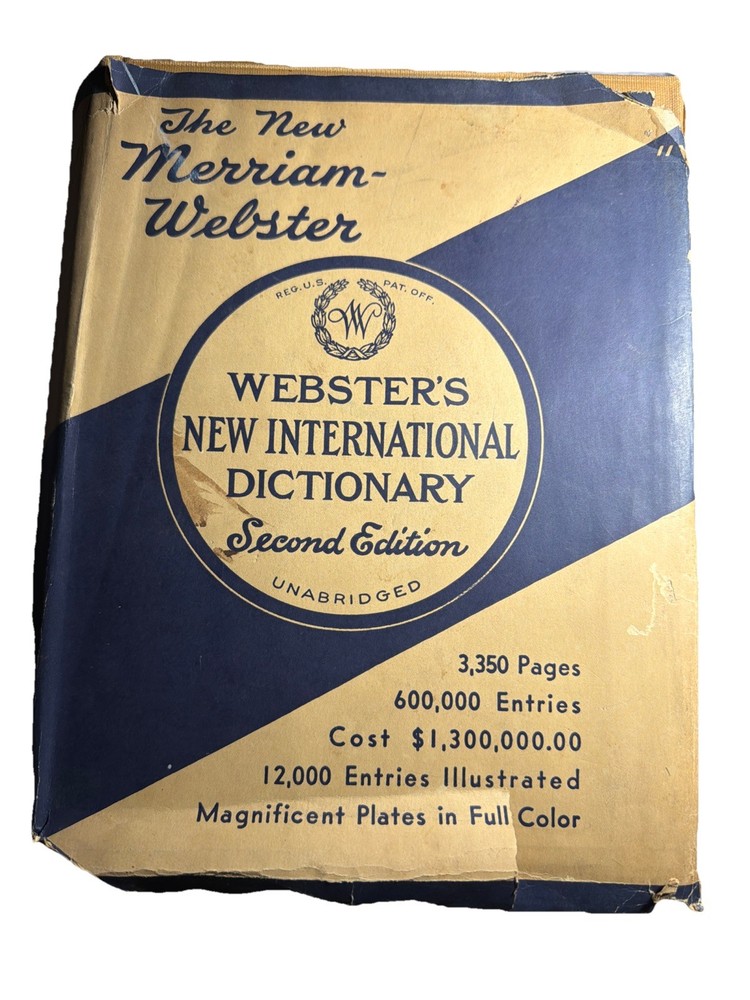 1934 WEBSTER'S NEW INTERNATIONAL DICTIONARY, 2nd EDITION, UNABRIDGED With DJ