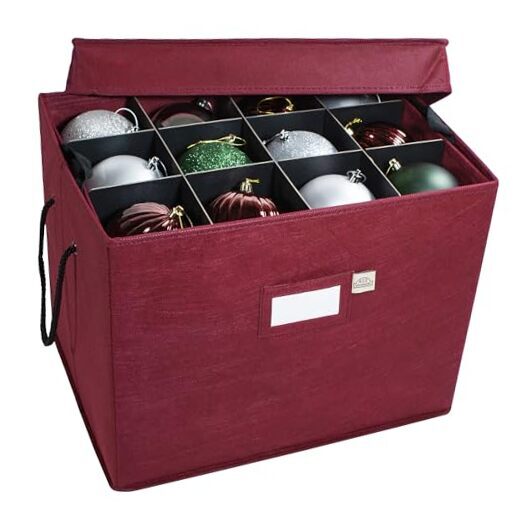 3-Tier Christmas Ornament Storage Box with Acid-Free Dividers-image