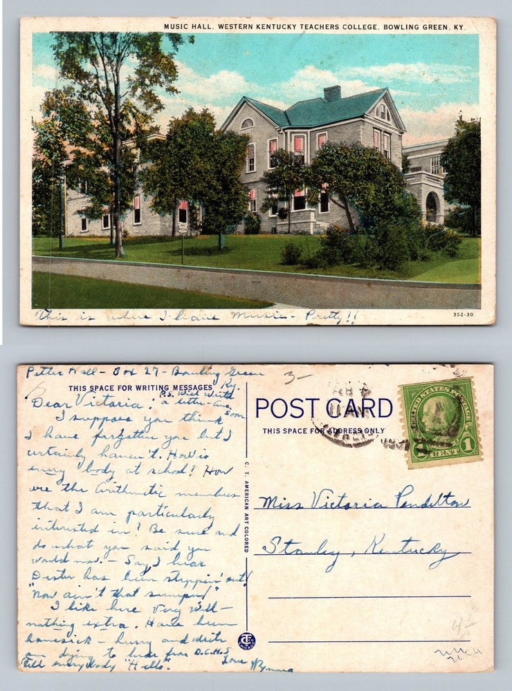 Bowling Green, KY-Kentucky, Music Hall WKTC PC View c1927 Vintage Postcard
