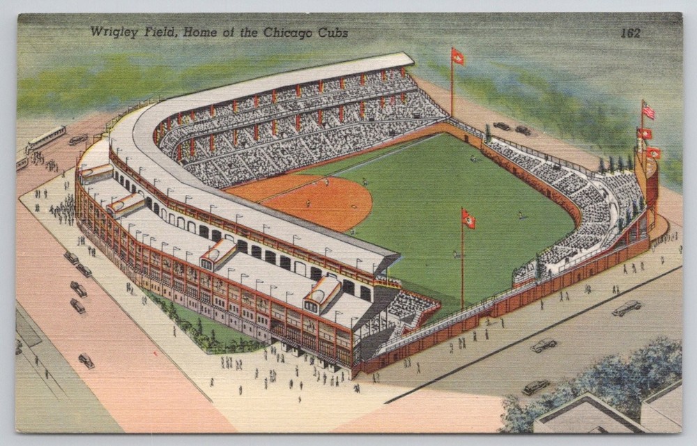 Vintage 1939 Wrigley Field Chicago Cubs Baseball Stadium Linen Postcard