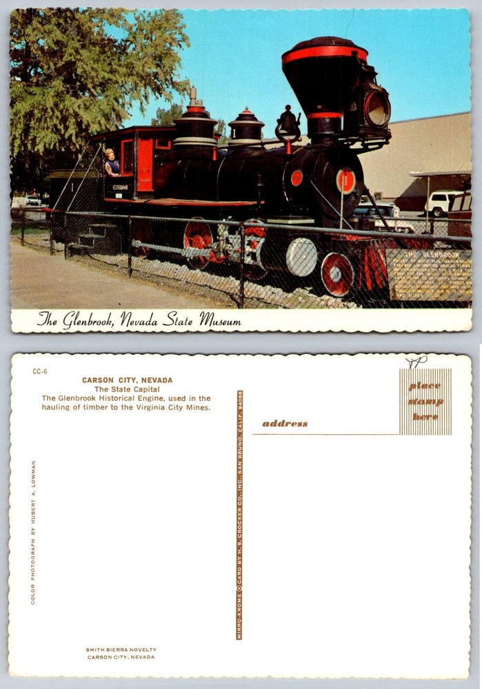 Glenbrook Engine Nevada State Museum Carson City Steam Train Postcard