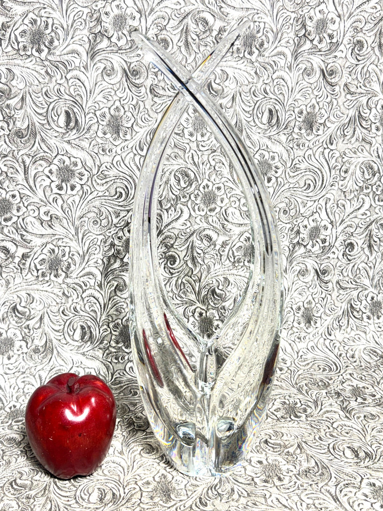 Mid Century Sevres France Crystal Art Vase Sculpture MCM 14