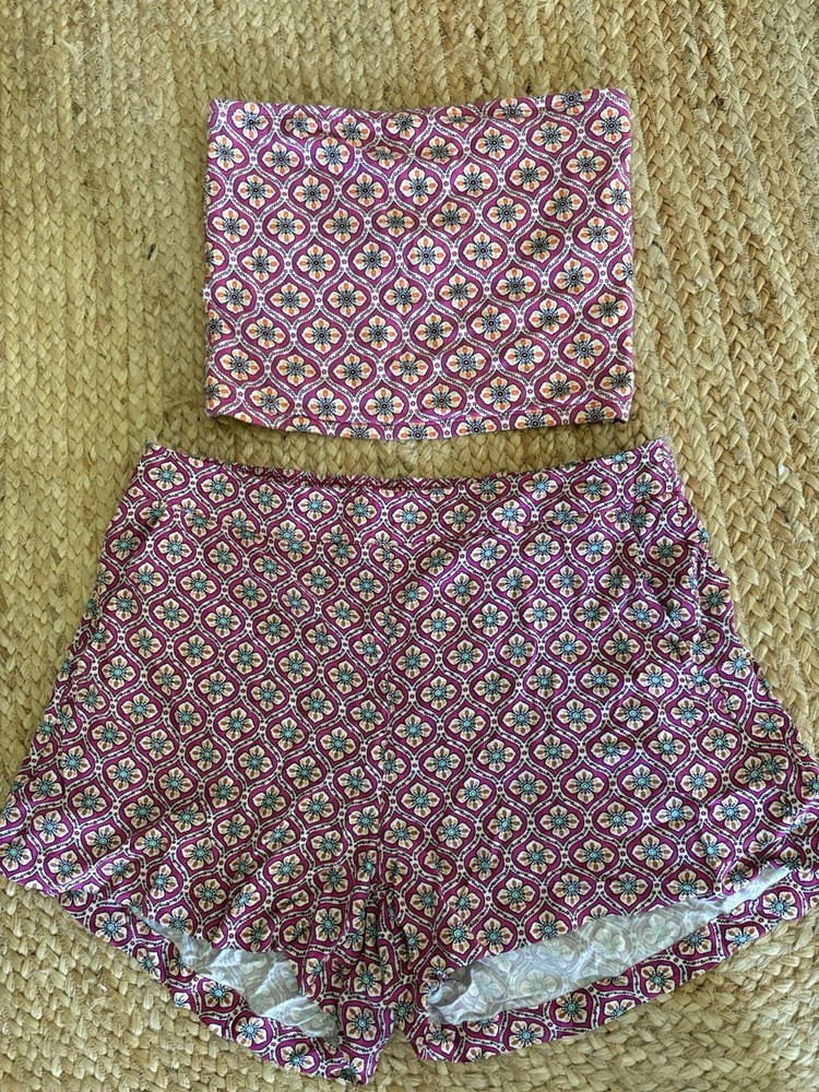 Old Navy Playa Shorts Tube Top Tropical Floral Vacation Set L