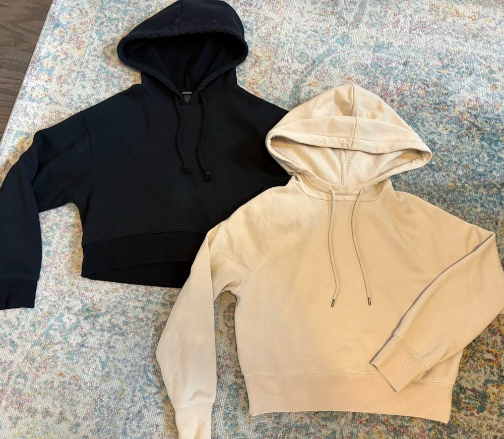 Women’s Juniors XS Lot of 2 Cropped Hooded Hoodie Athletic Sweatshirts Black