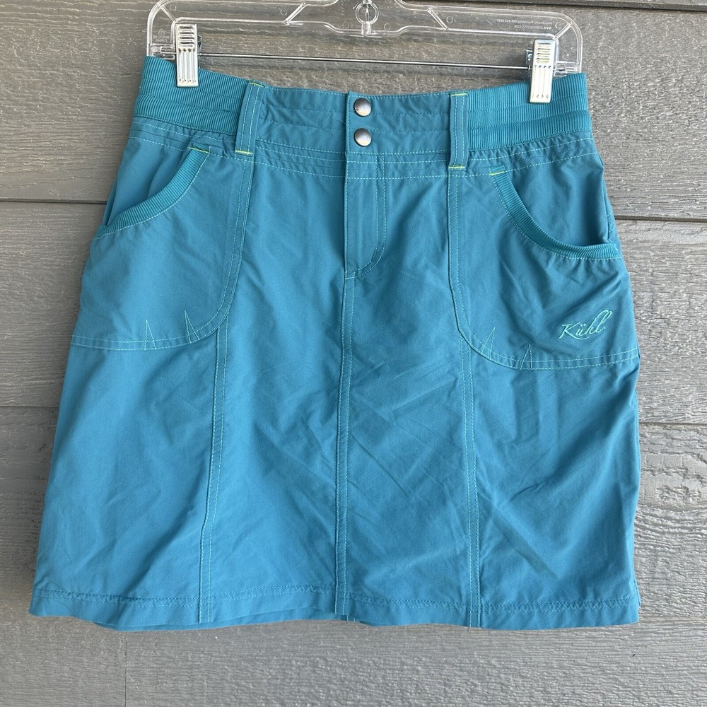 Kuhl Durango Green Skirt Women’s Sz 4 Side Ruching Outdoor Hiking Nylon Spandex