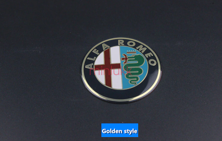 1pc 50mm Alfa Romeo Gold Interior Multimedia Emblem Badge Sticker Giulia Stelvio