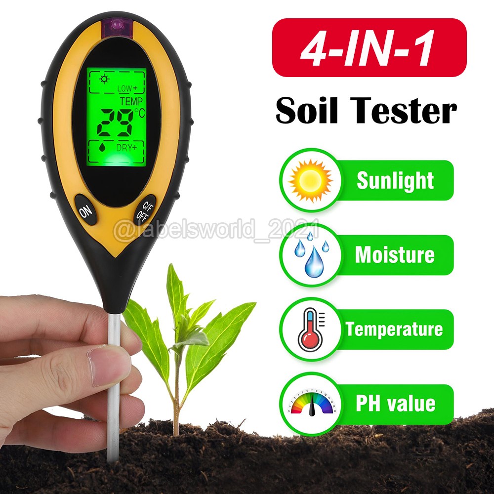 4-IN-1 PH Tester Soil Water Moisture Light Test Meter for Garden Plant Seeding