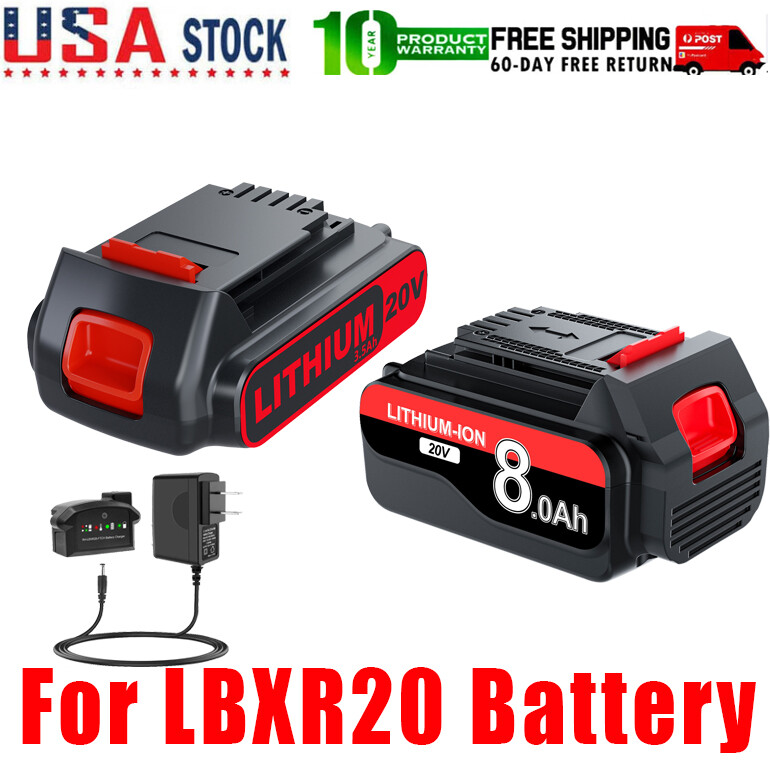 20V BLACK+DECKER LBXR20 3.5Ah/8.0Ah Lithium Battery Replacement for LBXR20 LBX20