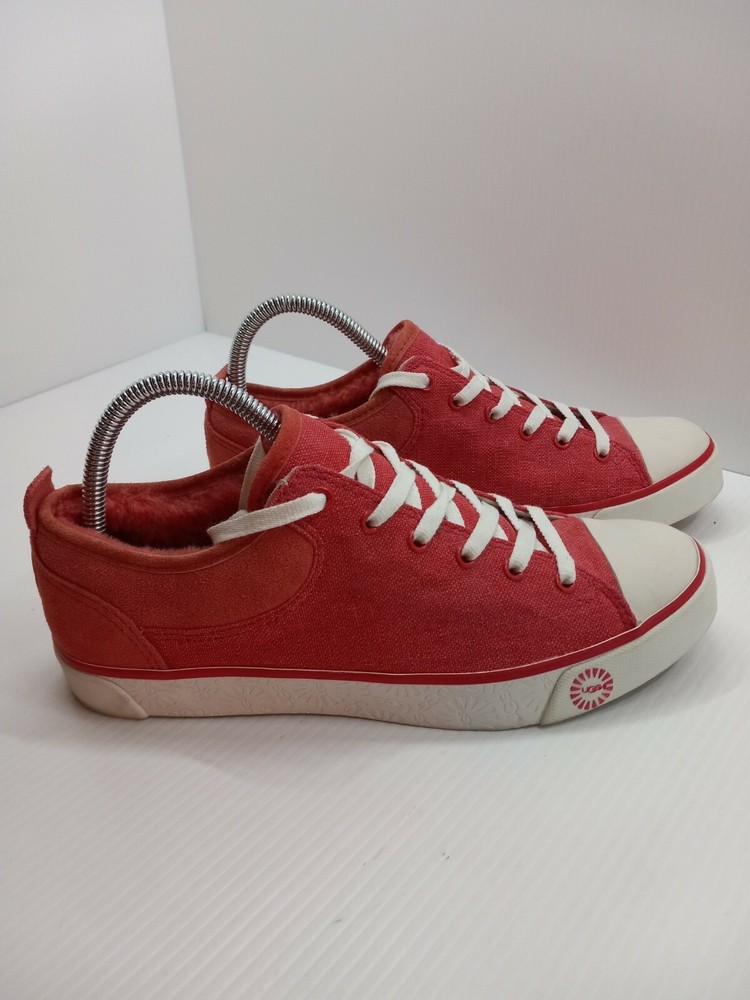 UGG Womens Coral Canvas Leather Sneakers with Fur Lining 1000452