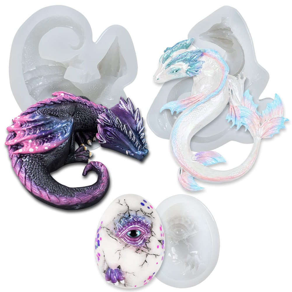 Dragon Epoxy Resin Silicone Molds Set for Fondant Cake Decorating, Concrete, ...