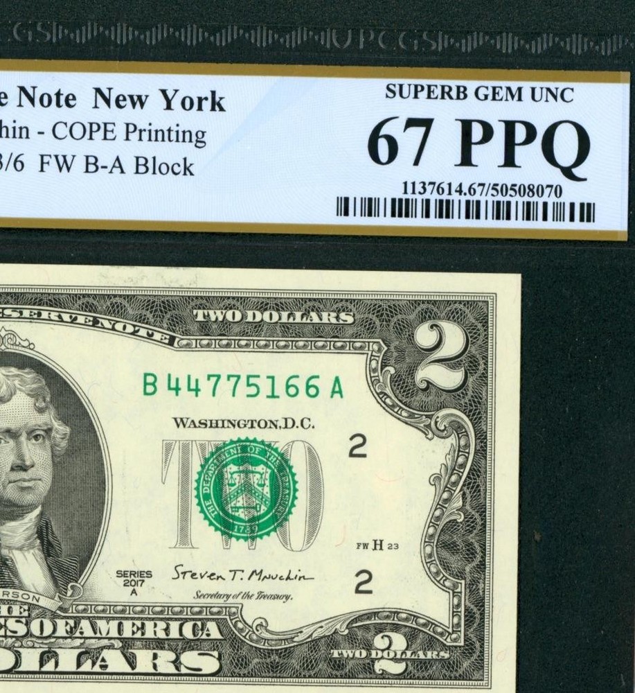 $2 2017 Federal Reserve Note ** PAPER CURRENCY AUCTIONS (PCGS - 67 PPQ)