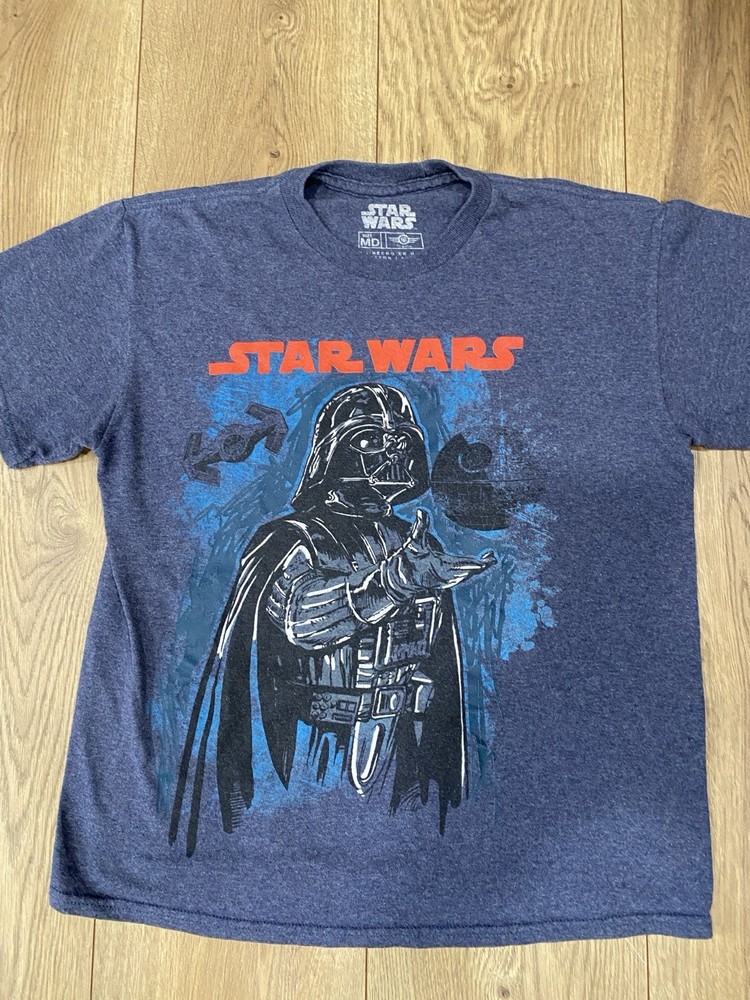 Star Wars Darth Vader Graphic Print Men's Blue Crew Neck T-Shirt Size M