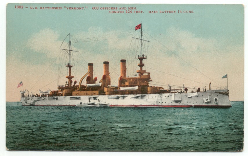 U.S. Navy Battleship USS Vermont Postcard