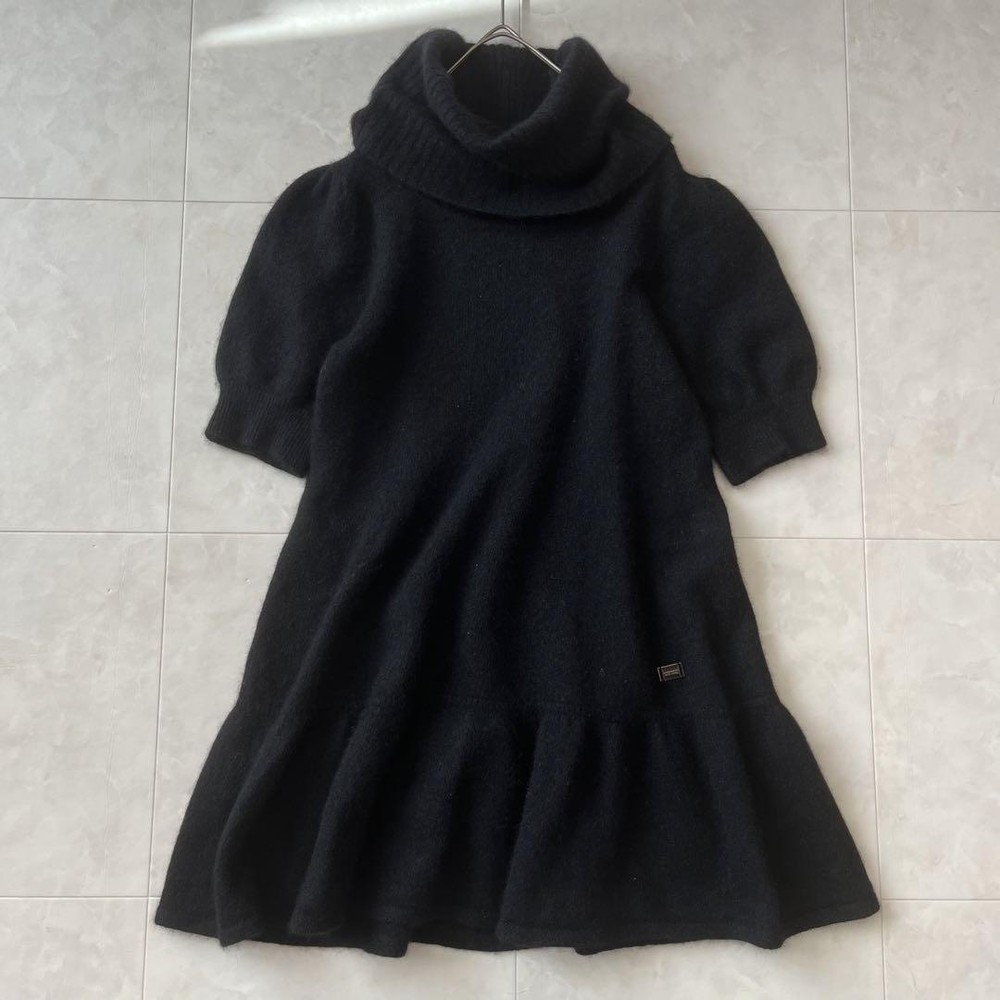 Burberry Blue Label Angora Knit Turtleneck Mini Dress Black Size 38 M