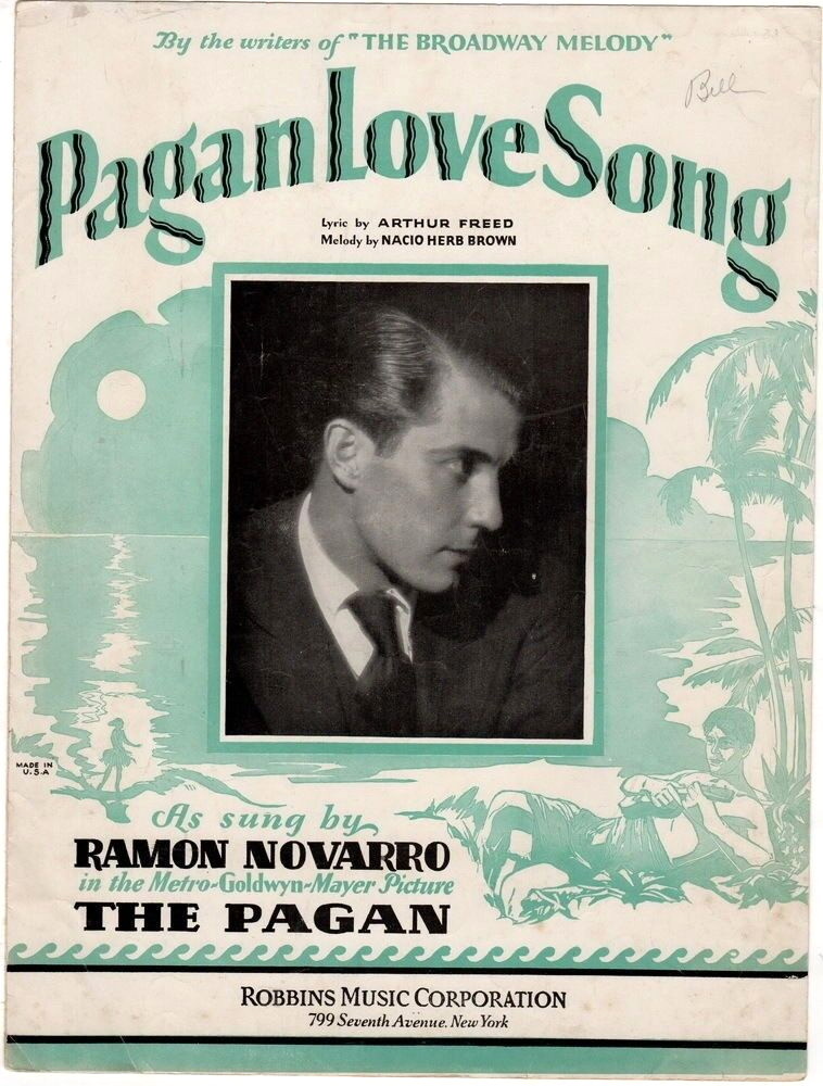 Pagan Love Song, The Pagan,  Ramon Novarro Photo 1929 Antique movie sheet music