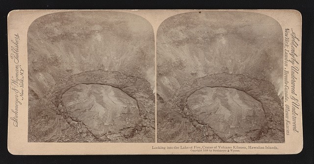 Photo:Kilauea Volcano Hawaii 1896 Crater Lake of Fire Stereo View