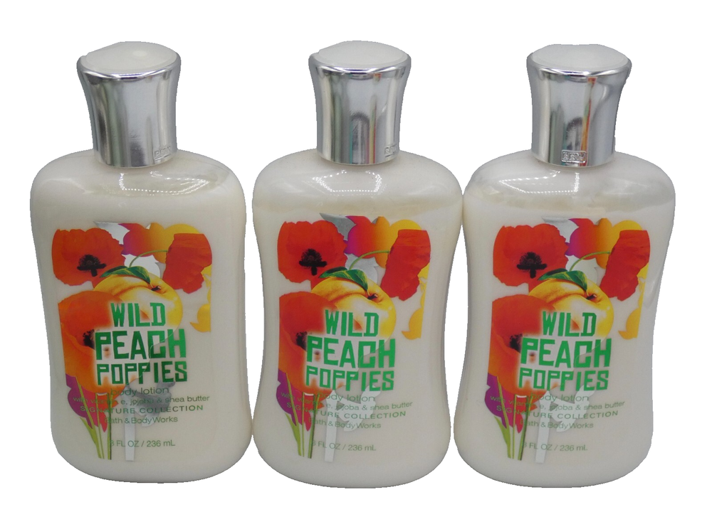 Bath & Body Works Wild Peach Poppies Body Lotion 3-Pack Set