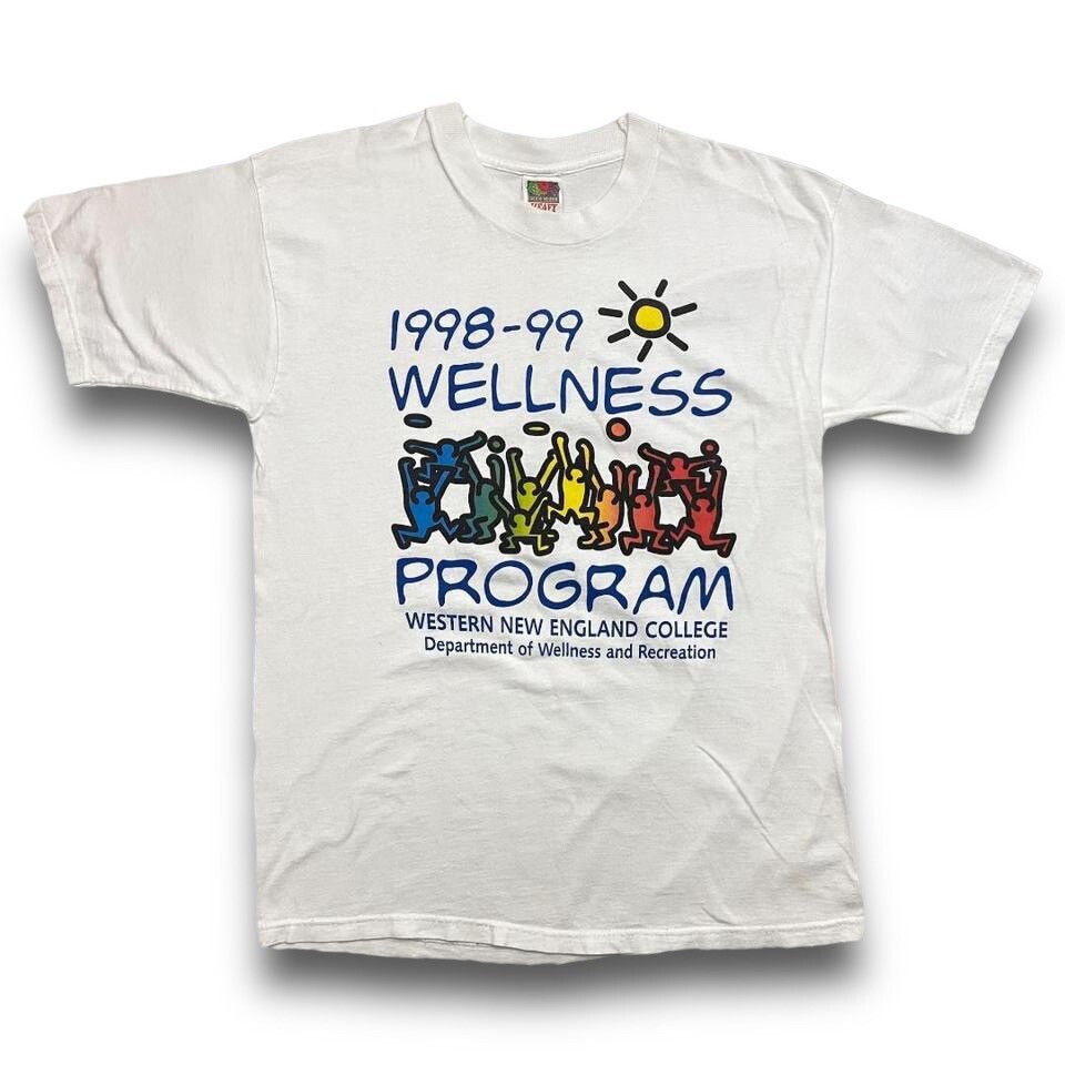 VTG 90s College Wellness Program Keith Haring Art T Shirt Adult L White Rare