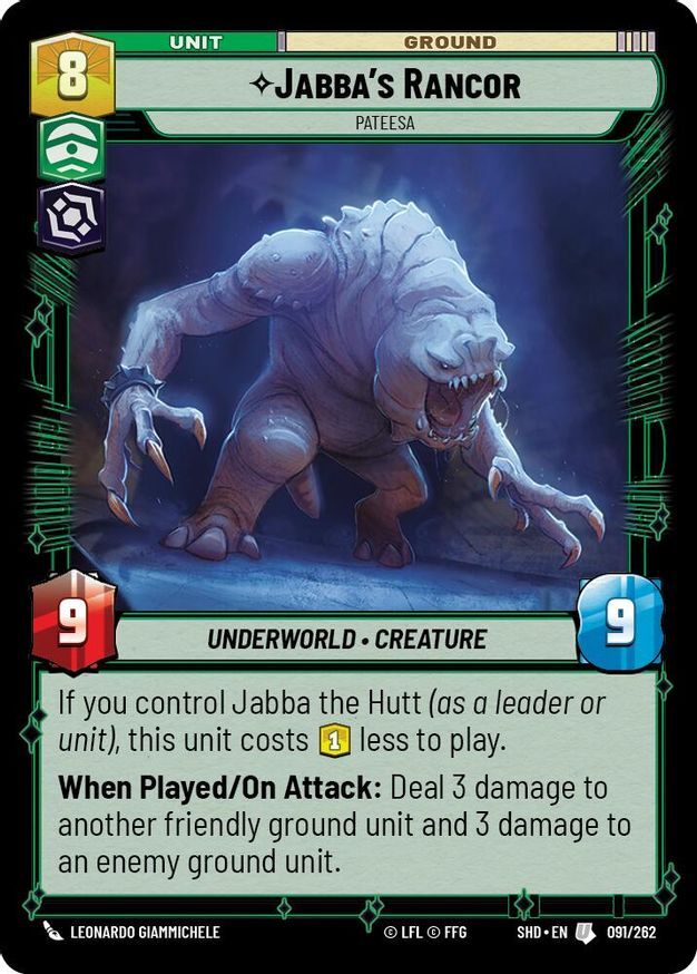 Star Wars Unlimited Jabba's Rancor (91/590) Shadows of the Galaxy LP FOIL